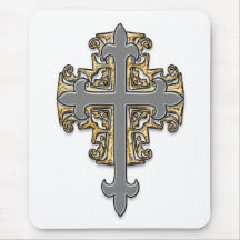 Gold and Silver Cross Mousepad