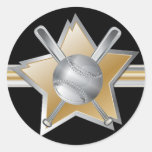 Gold and silver effect baseball star stickers