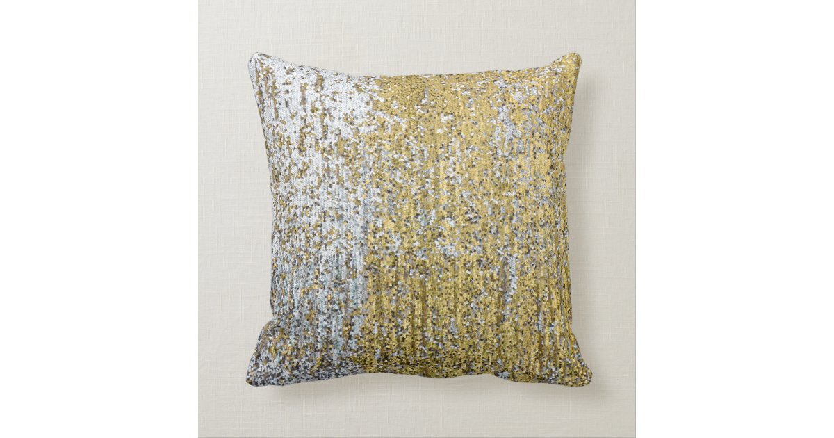 Gold and Silver Grunge Glitter Throw Couch Pillow Zazzle