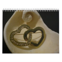 Gold and Silver Hearts Wall Calendar