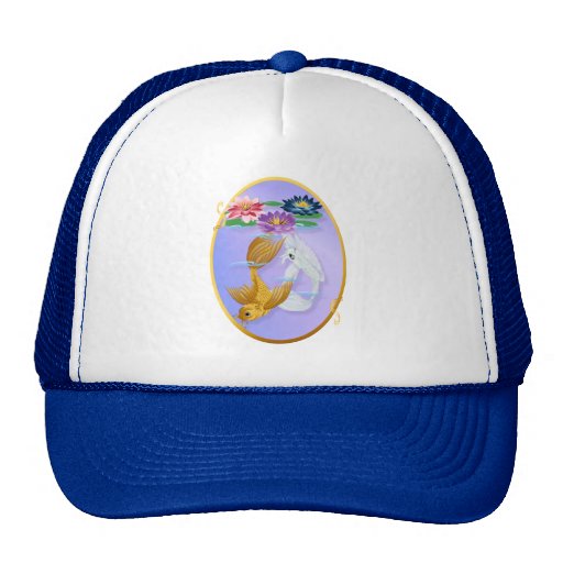 Gold and Silver Koi with Lilies Hats
