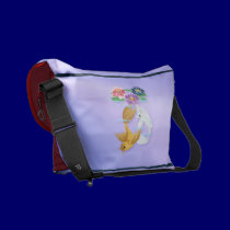 Gold and Silver Koi with Lilies Rickshaw Messenger messenger bags