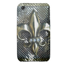 GOLD AND SILVER MESH FLEUR-DE-LIS PRINT iPhone 3 Case-Mate CASES