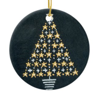 Gold and Silver Star Tree Christmas Ornament ornament
