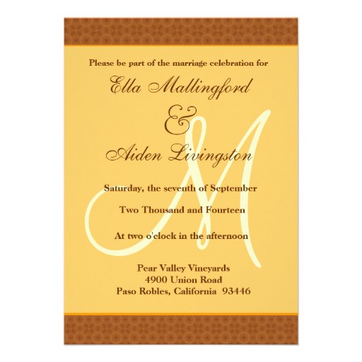 Gold and Umber Geometric Monogram Wedding G605 Cards