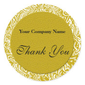 Gold and White Business Thank You Stickers