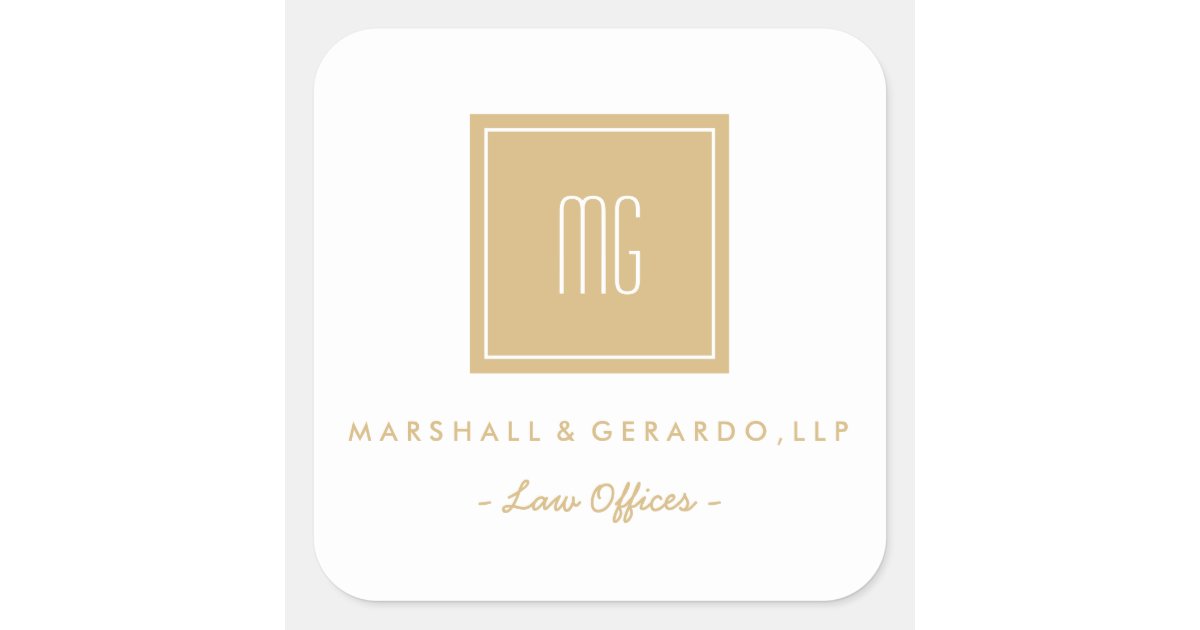 Gold and White Monogram Business Logo Stickers Zazzle