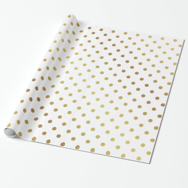Gold and White Polka Dots Wrapping Paper 1/4
