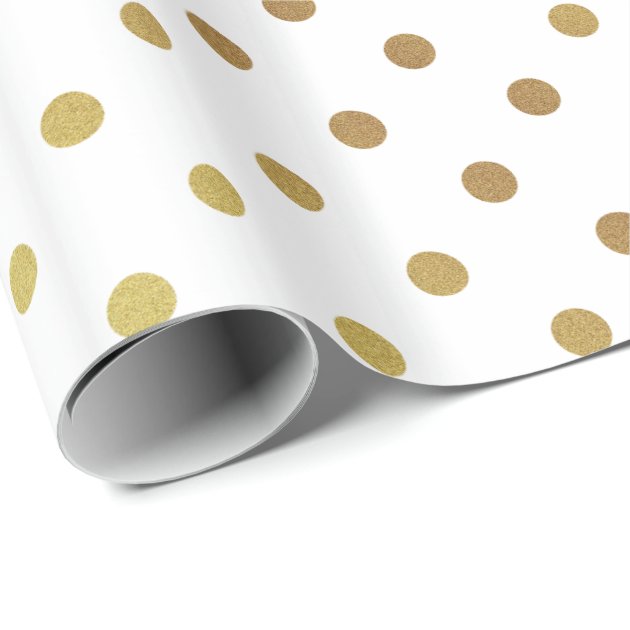 Gold and White Polka Dots Wrapping Paper-2