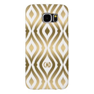 Gold And White Quatrefoil Geometric Pattern Samsung Galaxy S6 Cases