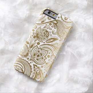Gold And White Vintage Floral Paisley