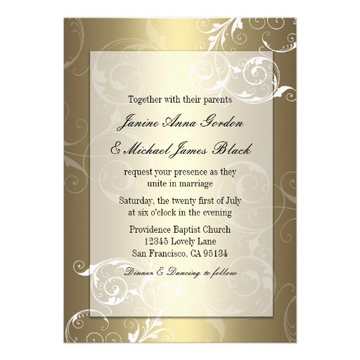 Gold and White wedding invitation