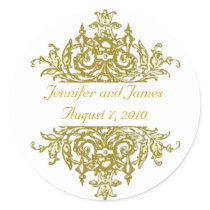 Gold and White wedding sticker