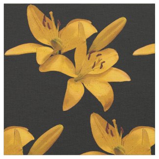 Gold and Yellow Lily Flower Fabric