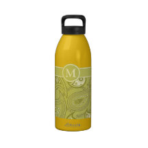 Gold and Yellow Paisley Reusable Water Bottle