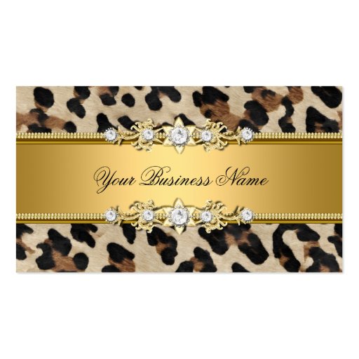 Gold Animal Black Jewel Look Image Business Card Template (front side)