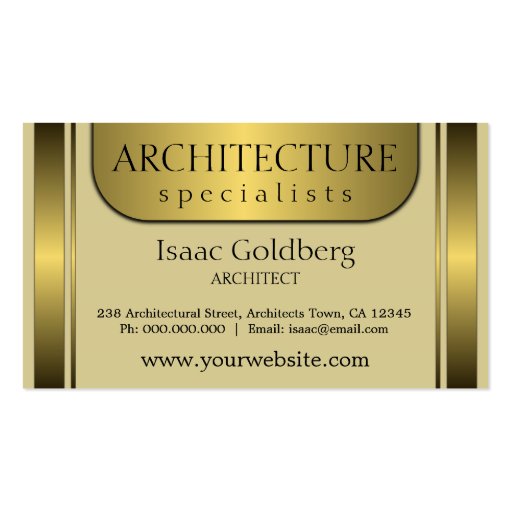 Gold Architect Compass Architectural Business Card (back side)