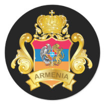 Gold Armenia Round Sticker