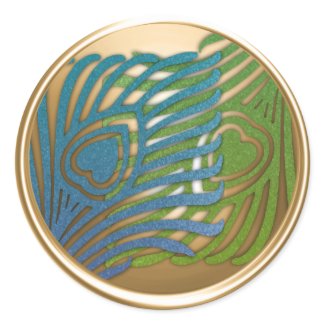 Gold Art Deco Peacock Envelope Seal Set 1104 sticker