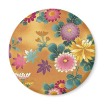 Gold Asian Floral magnets by JuJuGarden Gold Asian Floral magnets