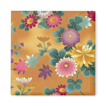 Gold Asian Floral magnets