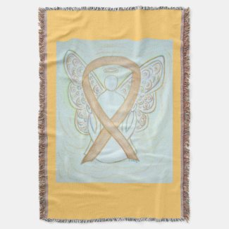 Gold Awareness Ribbon Angel Custom Throw Blanket