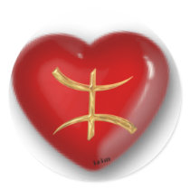 Gold aza red heart stickers