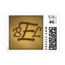 Gold background monogram postage postage