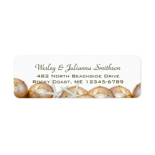 Gold Balls and Starfish Return Address Template Return Address Label