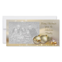 Gold Balls, Bells and Stars Custom Photo Card