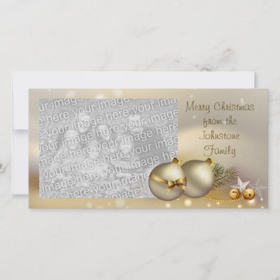 Gold Balls, Bells and Stars Custom Photo Card