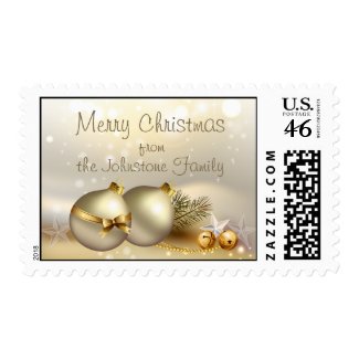 Gold Balls, Bells and Stars Postage Stamps