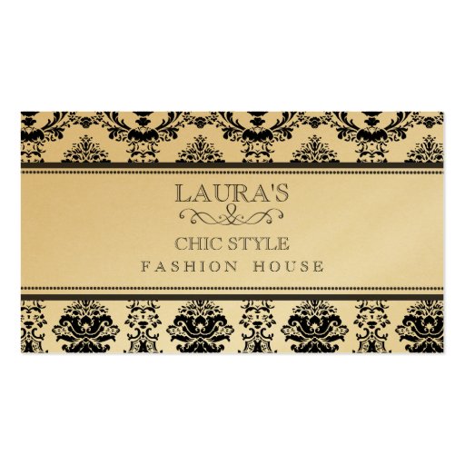 GOLD Baroque Elegant Chic Stylish Fashion Business Business Card Template (front side)