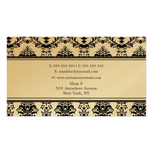 GOLD Baroque Elegant Hair Salon Business Card (back side)