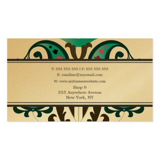 GOLD Baroque Folk Make Up Artist Business Card (back side)