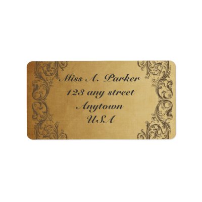 Gold Baroque ornate Elegant Address labels