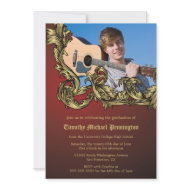 Gold baroque scroll swirls graduation announcement invitation