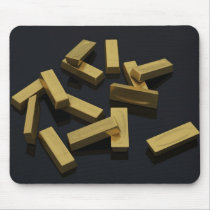 Gold bars in bulk on a black background mousepads