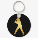 Gold Baseball Player Keychain - Show your love for Baseball and softball with this custom gold batter design.