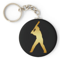 GOLD BASEBALL PLAYER KEYCHAIN