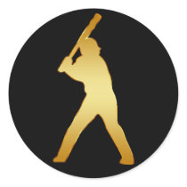 GOLD BASEBALL PLAYER ROUND STICKERS