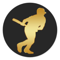 GOLD BASEBALL PLAYER STICKER