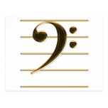 Gold Bass Clef Music Note Post Cards
