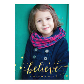 Gold Believe Handwriting | Holiday Photo Card 5