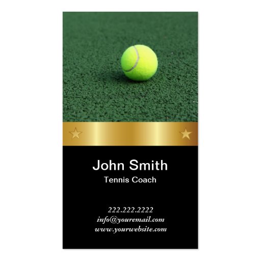 Gold Belt Tennis Coach Business Card (front side)