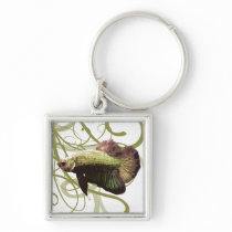 Gold Betta Siamese Fighting Fish Key Chain