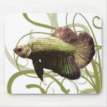 Gold Betta Siamese Fighting Fish Mousepads