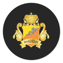 Gold Bhutan Round Stickers