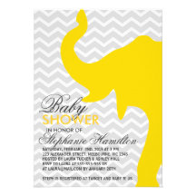 Gold big elephant baby shower custom invitations