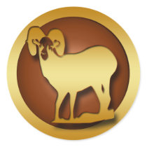 GOLD BIGHORN RAM ROUND STICKERS